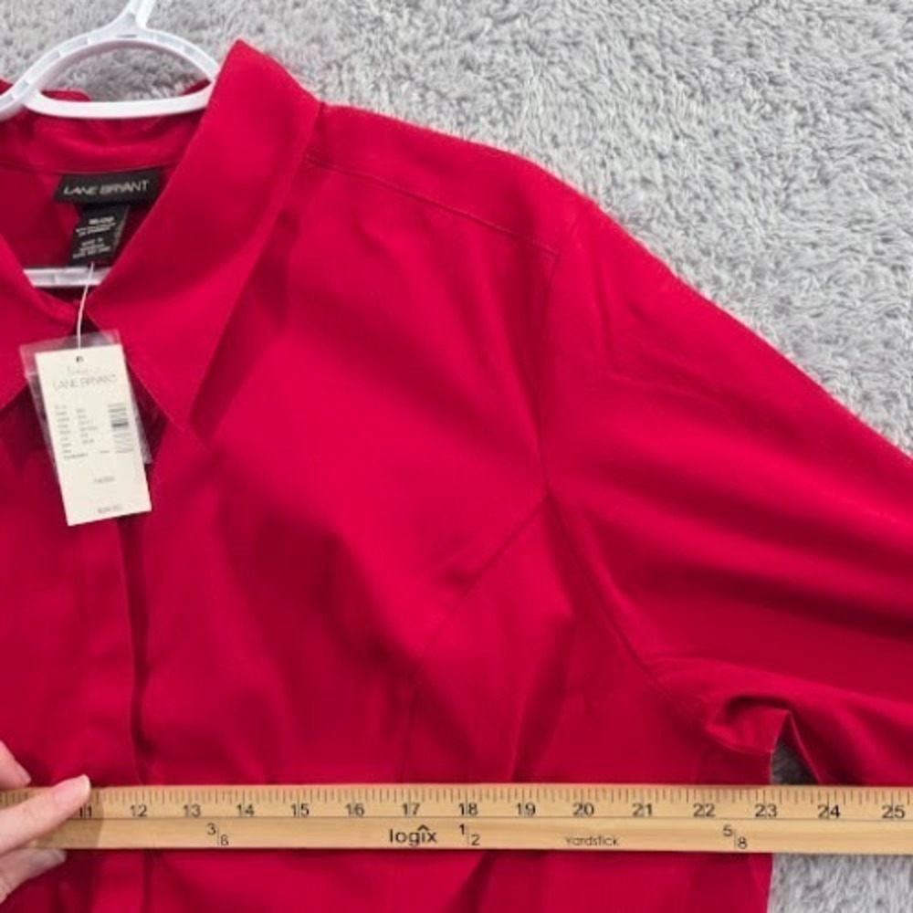 Lane Bryant Red Long Sleeve Button Down Blouse Size 18/20 Career Office NWT - Picture 8 of 10